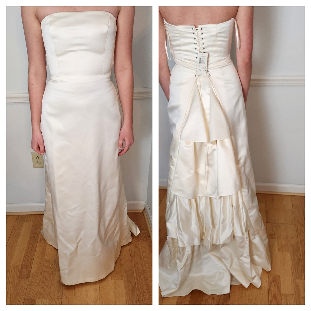 BCBGMaxAzria Cream Strapless Corset Maxi Formal Dress Bridal Gown